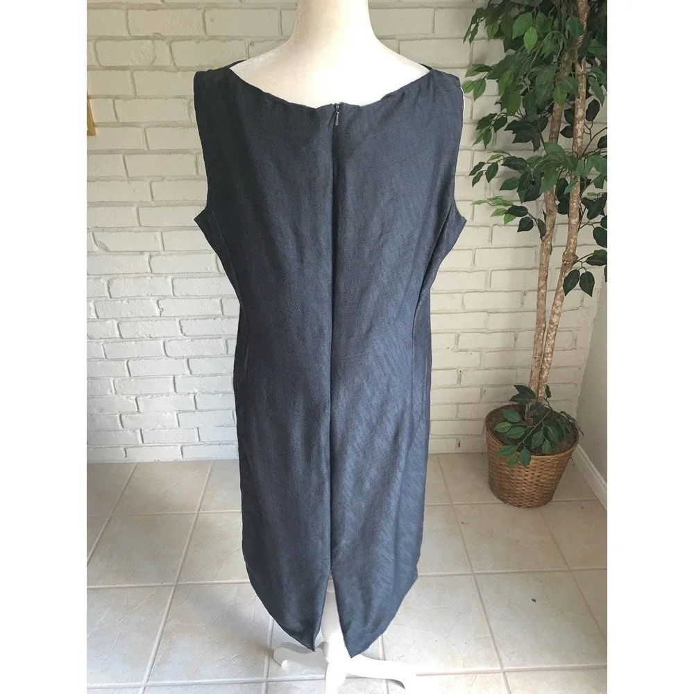 Emanuel Unargo Wool Blend Black Shift Dress Size 14 Petite